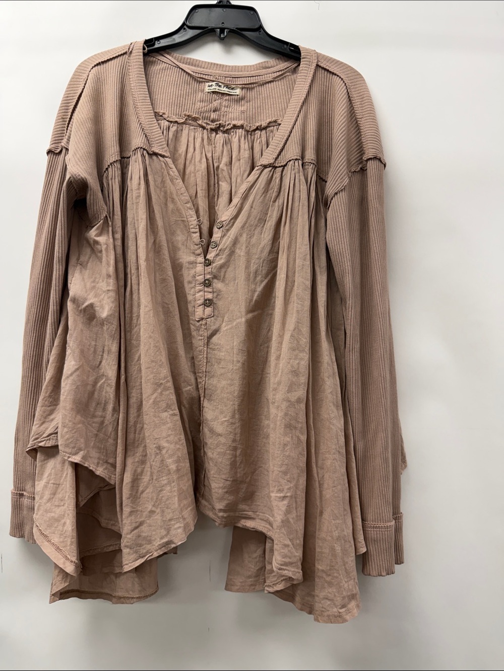 We The Free Blush Pink Button-Front Peasant Tunic - Picture 3 of 4